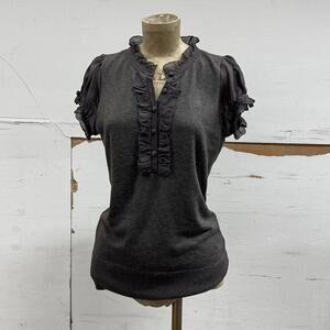 Vive Maria Grey Ruffle Knit Top Size S